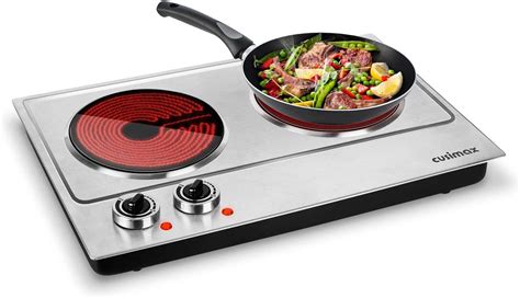 cusimax hot plate 1800w ceramic electric double burner for cooking infrared cooktop glass