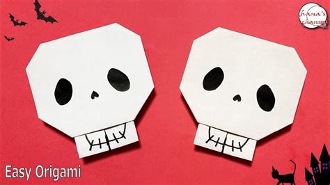 【halloween Easy Origami】how To Make Cute Skull 【ハロウィン 簡単折り紙】ガイコツ（骸骨）作り方