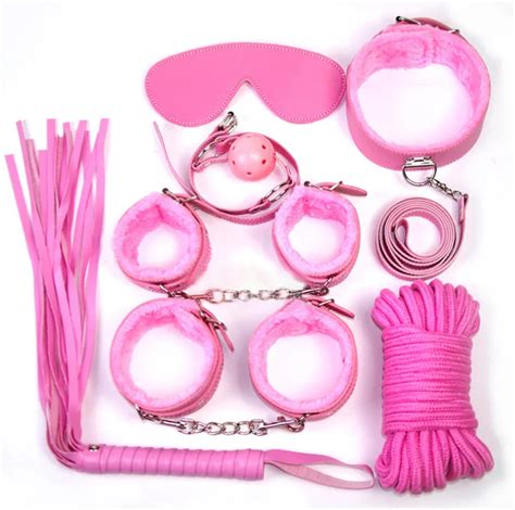 4 Colours Erotic Toys 7piece Set Sex Bondage Leather Strap Kit Slave Game Bdsm Fetish Plush