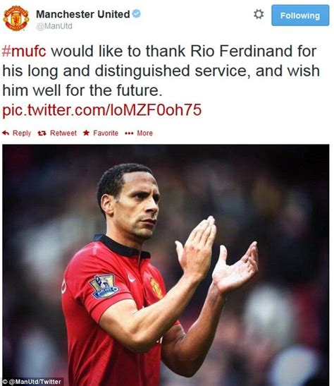 Manchester United Wish Ferdinand Well On Twitter After Confirming The