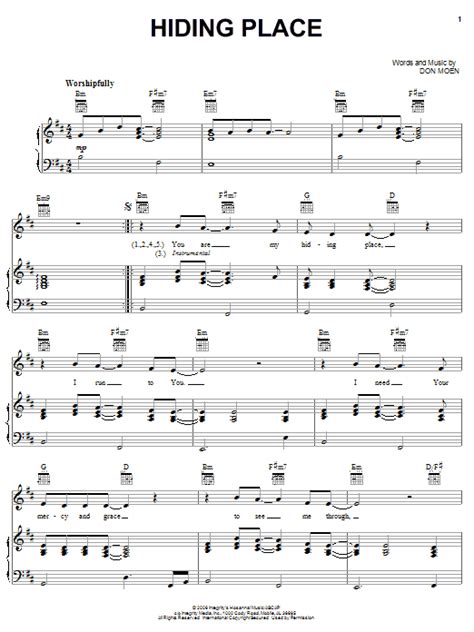 Don Moen Hiding Place Sheet Music Pdf Notes Chords Pop Score Piano