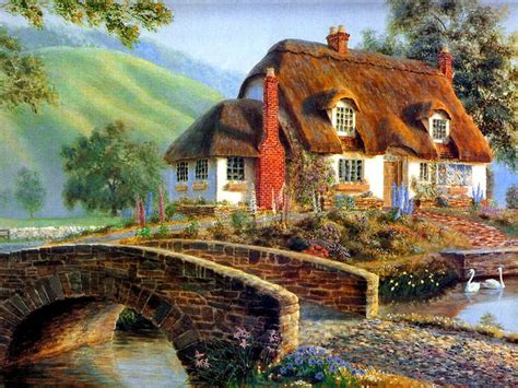 39 Computer English Country Cottage Wallpaper On