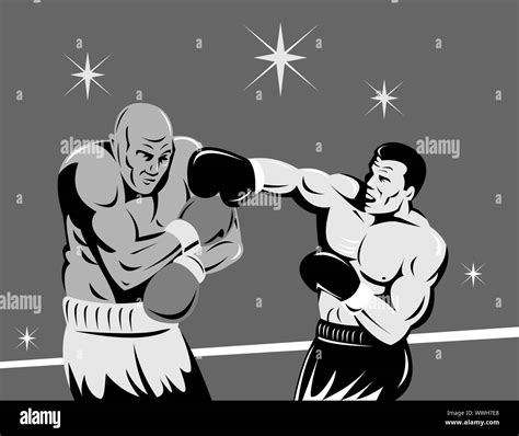 Illustration Of A Boxer Connecting A Knockout Punch Done In Retro Style