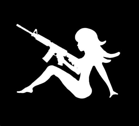 Sexy Girl With Gun Ak Vinyl Decal Stickers