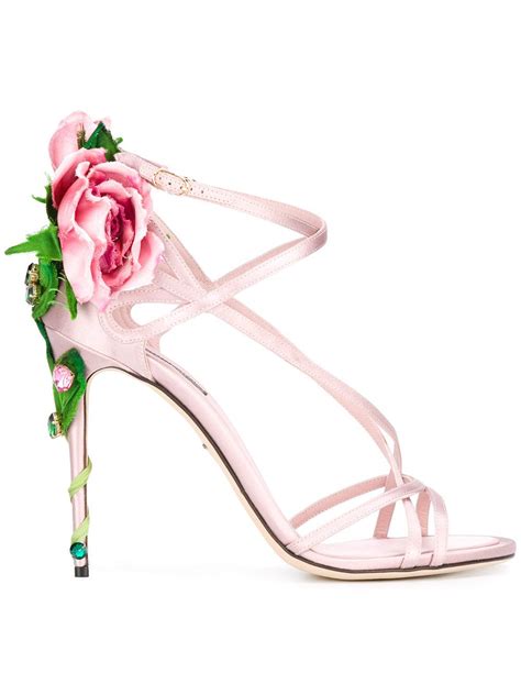 dolce and gabbana ricamo fiori sandals ankle strap sandals heels pink sandals heels heels
