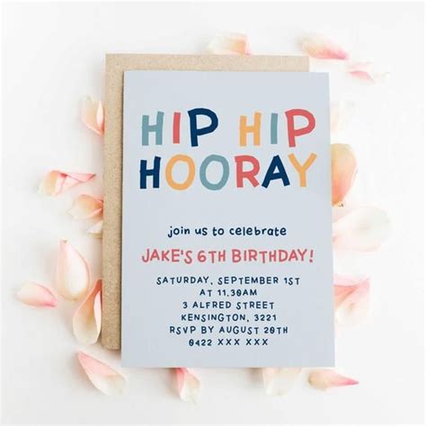 Colourful Cute Printable 6th Birthday Invitation Instant Etsy