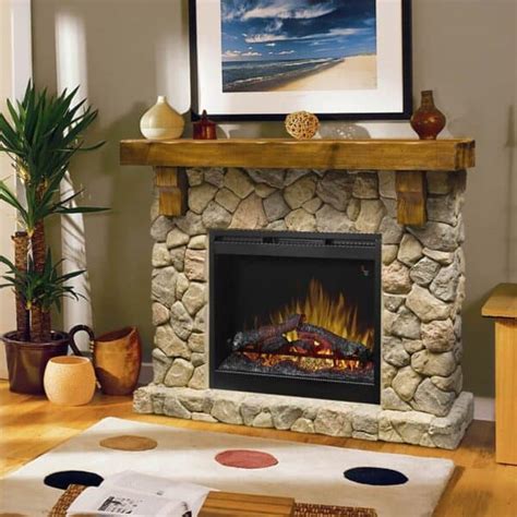 Dimplex Fieldstone Mantel With 26 Electric Log Fireplace Crackle