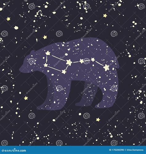 Ursa Major Big Bear Constellation In The Night Starry Sky Stock