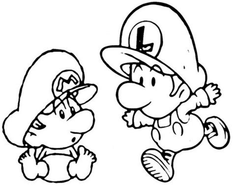 Free printable mario coloring pages for kids. Baby Mario And Baby Luigi Coloring Pages - Coloring Home