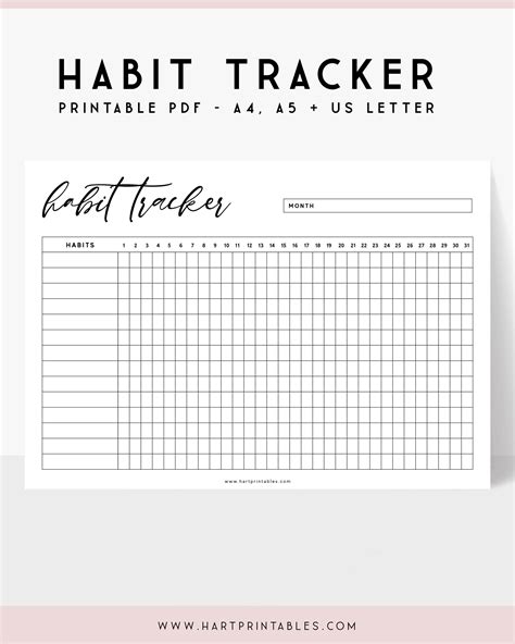 Habit Tracker Template Printable Habit Chart A4 Daily Habit Etsy Uk