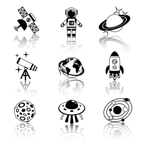 Space Icons Black And White Set 438832 Vector Art At Vecteezy