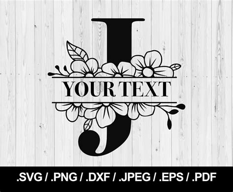 Flower Split Letter J Floral Letter Svg Png Jpeg Eps Ai Pdf And