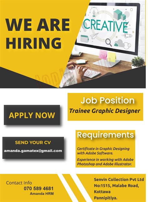 Trainee Graphic Designer Vacancy Sri Jobs Government Job Vacancies