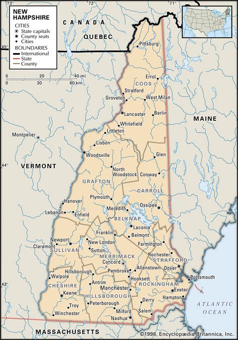 Map Of New Hampshire Towns United States Map