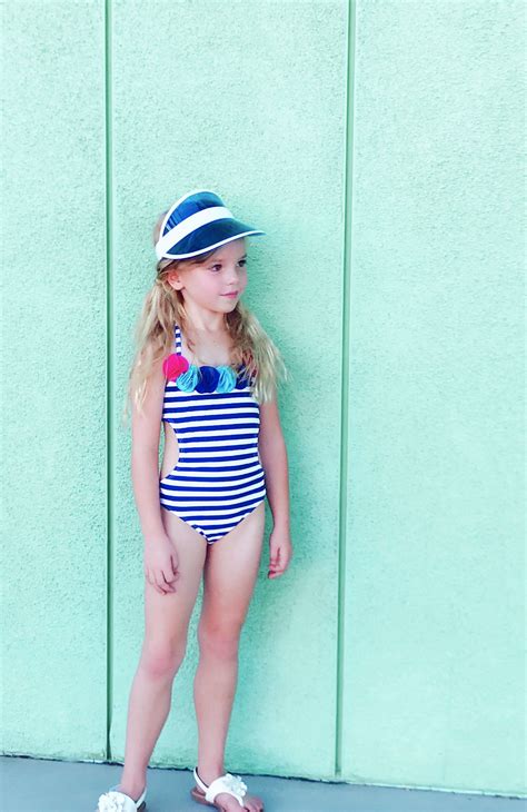 Kids Blue And White Stripe Swimsuit Envyaswim Envya Swimwear Sells