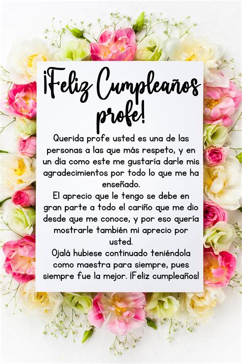 Tarjeja para una Profe Carta de feliz cumpleaños Feliz cumpleaños