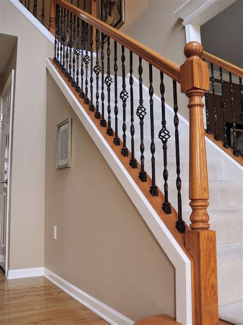 White Stair Railing With Iron Spindles Railings Design Resources