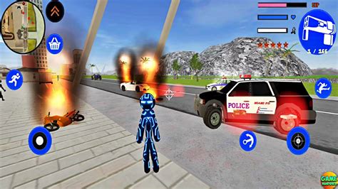 Boss Neon Stickman Rope Hero Gangster Crime Simulator Android Gameplay