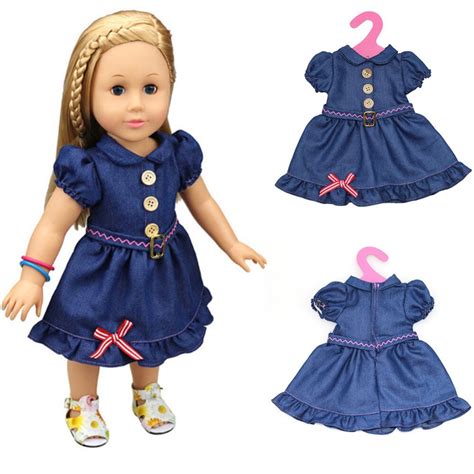 Handmade Doll Clothes Denim Dress Doll Accessories Clothes Wear For