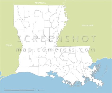 Counties Of Louisiana State Vector Map Texas Louisiana Border Map