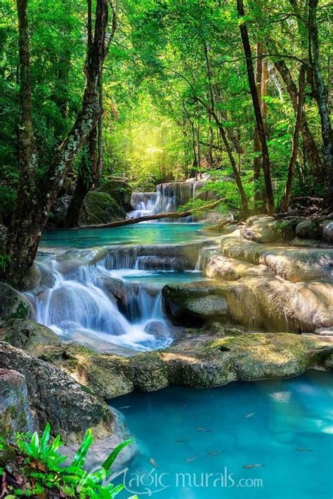 Tropical Blue Waterfalls Beautiful Waterfall In Thailand Tropical