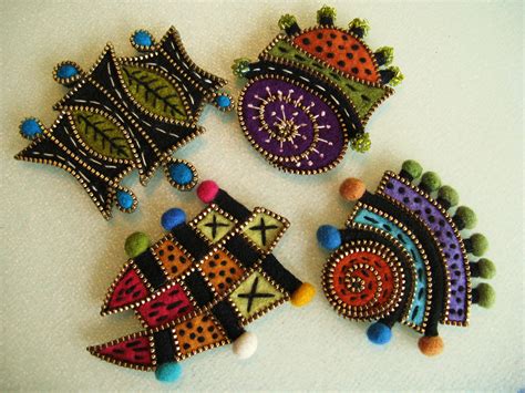A Group Of Abstract Felt And Zipper Brooches Flickr Photo Sharing