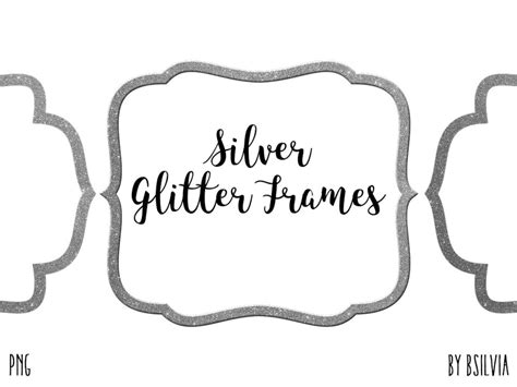Silver Glitter Frame Clipart Silver Glitter Border Clipart Etsy Uk