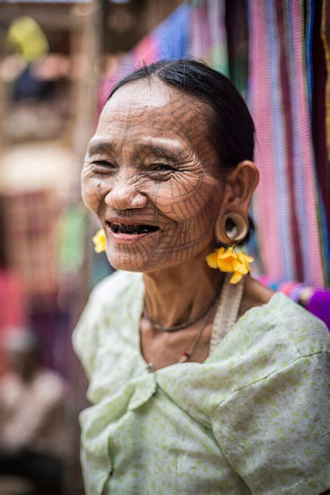Tattooed Woman Of A Chin Tribe Village License Image 71080853