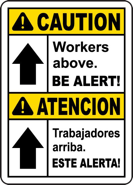 Bilingual Caution Workers Above Be Alert Sign Claim Your 10 Discount