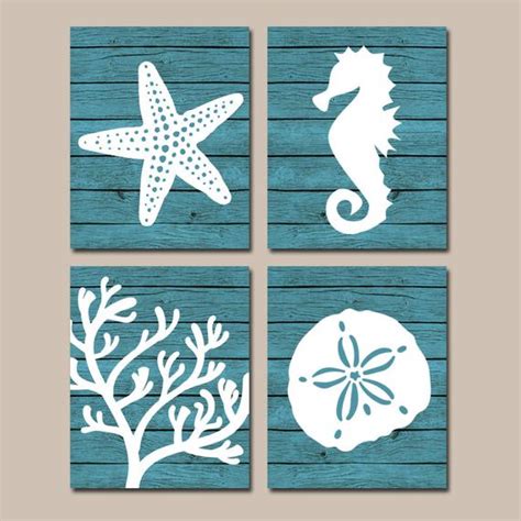 Create a unique wall art gallery with mismatching frames and photos. Beach BATHROOM Wall Art CANVAS or Prints Nautical Coastal