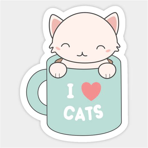 Kawaii Cute I Love Cats T Shirt Kawaii Cat Sticker Teepublic