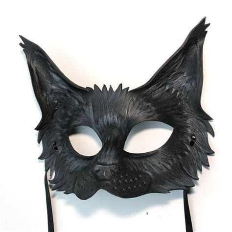 Black Cat Hand Made Leather Mask Leather Mask Masks Masquerade
