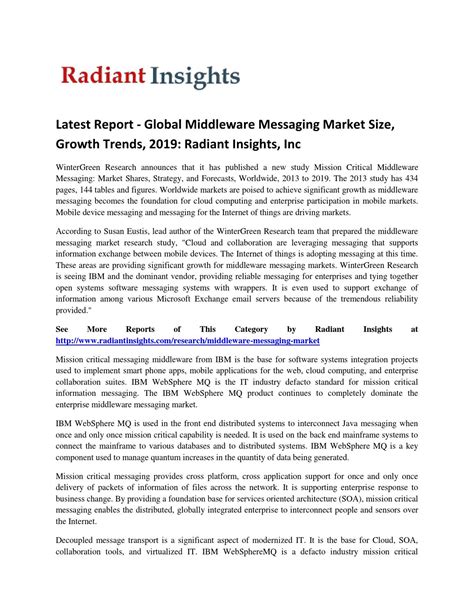 Latest Report Global Middleware Messaging Market Size Growth Trends