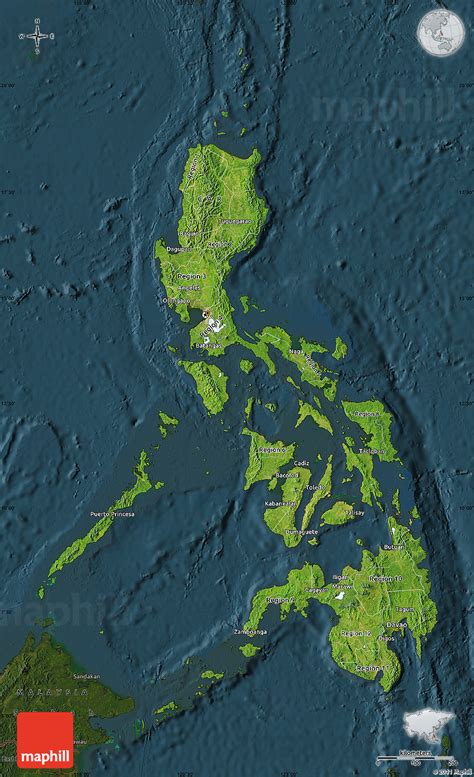Satellite Map Of Philippines Darken