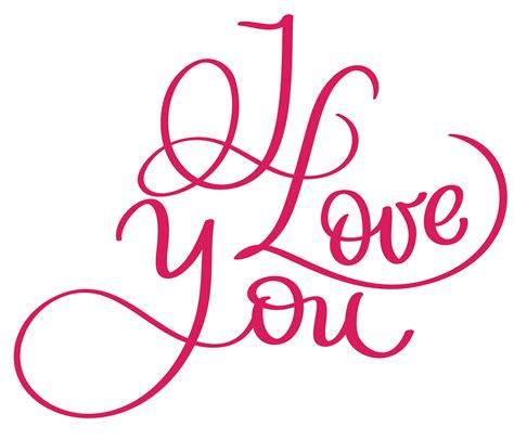 I Love You Red Vector Vintage Text Calligraphy Lettering Illustration