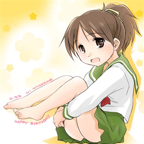 Wancho Hirasawa Ui Houbunsha K On 1girl Barefoot Birthday Brown Eyes Brown Hair Feet