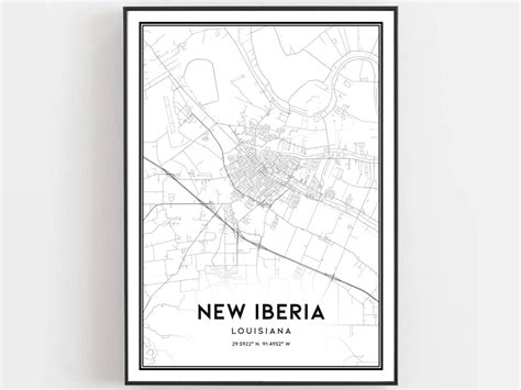 New Iberia Map Print New Iberia Map Poster Wall Art La City Map