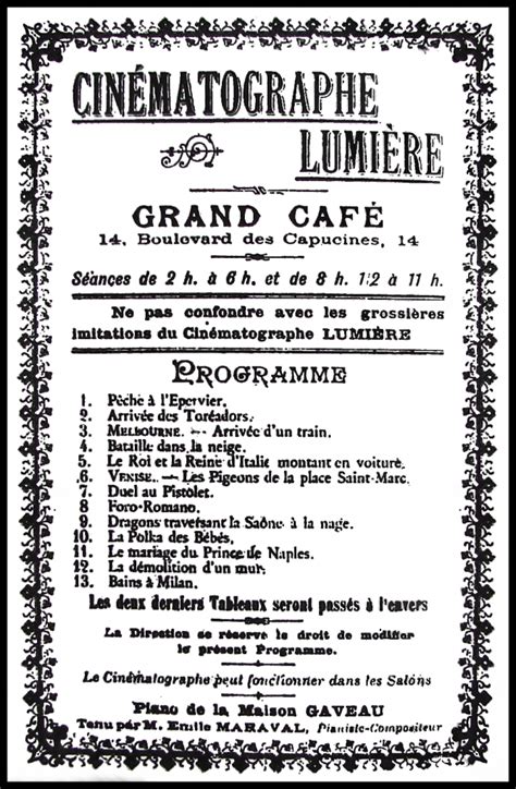 1895 Cinematographe Lumiere Poster Francés parte posterior