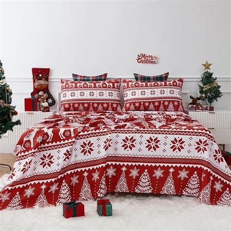 Yiyea 100 Cotton Sheets For Queen Size Bed Christmas