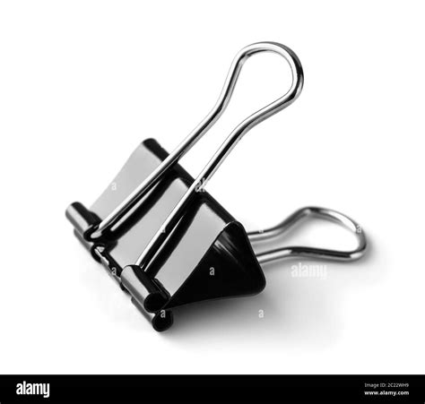 Black Metal Paper Clip Isolated On White Stock Photo Alamy