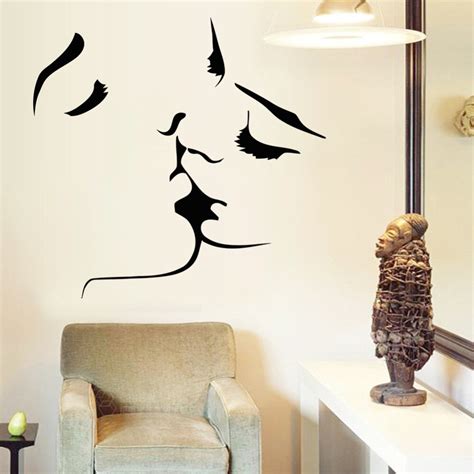 Creative Black Lovers Kiss Home Decal Wall Sticker Removable Wedding Decoration Diy 3d Wallpaper