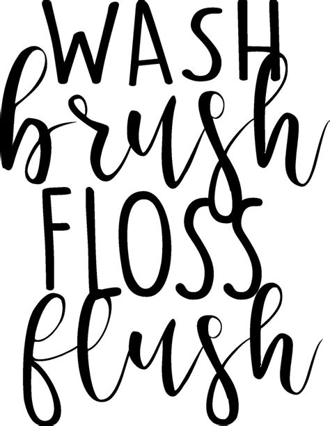 Wash Brush Floss Flush Svg Bathroom Svg Bathroom Decor Etsy