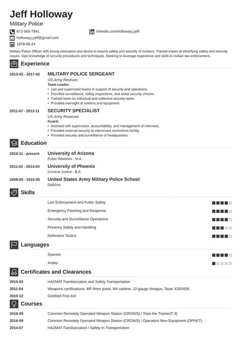 Use clear section headings and make them stand out with bold type, capital letters, and/or a different color. military resume template iconic in 2020 | Professional ...