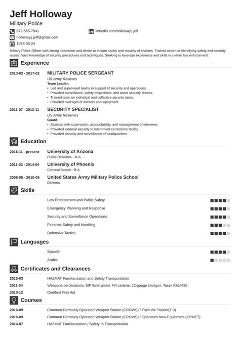 The object of your cv is to get. military resume template iconic in 2020 | Professional resume examples, Cv examples, Basic ...