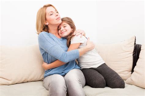 Beautiful Mother And Young Daughter Hugging Stock Image Image Of