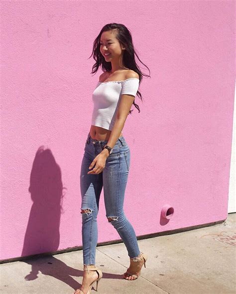 alina li tight jeans ripped jean skinny jeans well dressed summer casual asian beauty