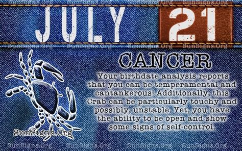 Cancer is the fourth sign of zodiac belt. July 21 Birthday Horoscope Personality | Sun Signs