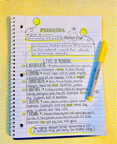 Yellow Aesthetic Note Taking Ideas For School Notes Inspiration