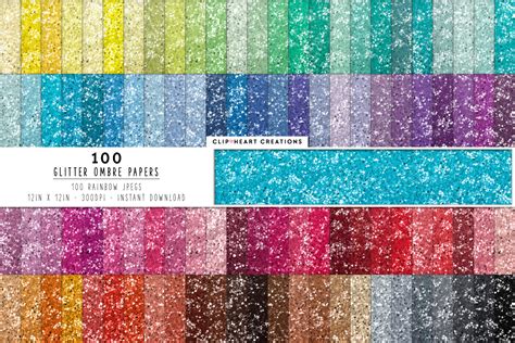 100 Glitter Ombre Papers Graphic By Clipheartcreations · Creative Fabrica