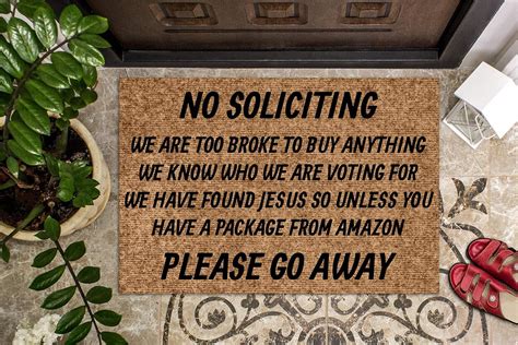 No Soliciting Please Go Away Funny Doormat Welcome Mat